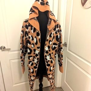 Leopard print hooded sweater